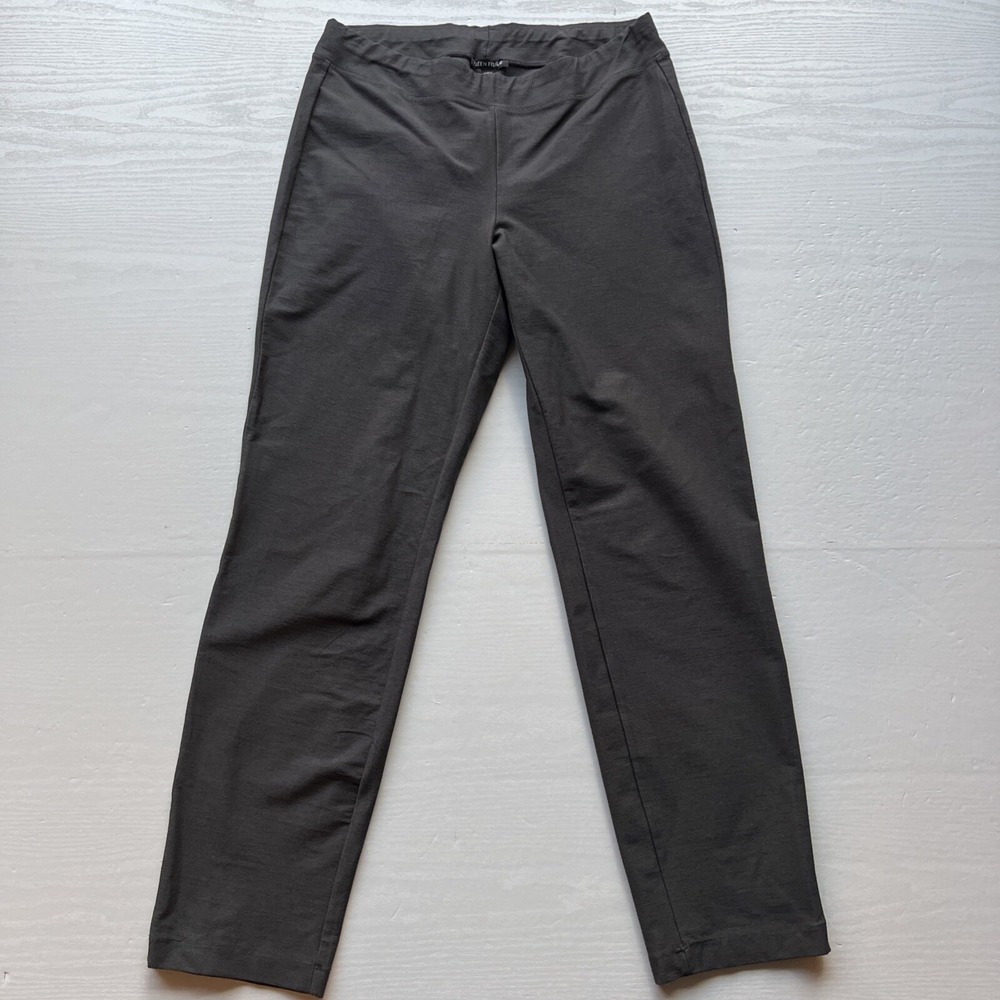 Eileen Fisher Washable Crepe Ankle Pants Gray Straight Leg Womens XSmall
